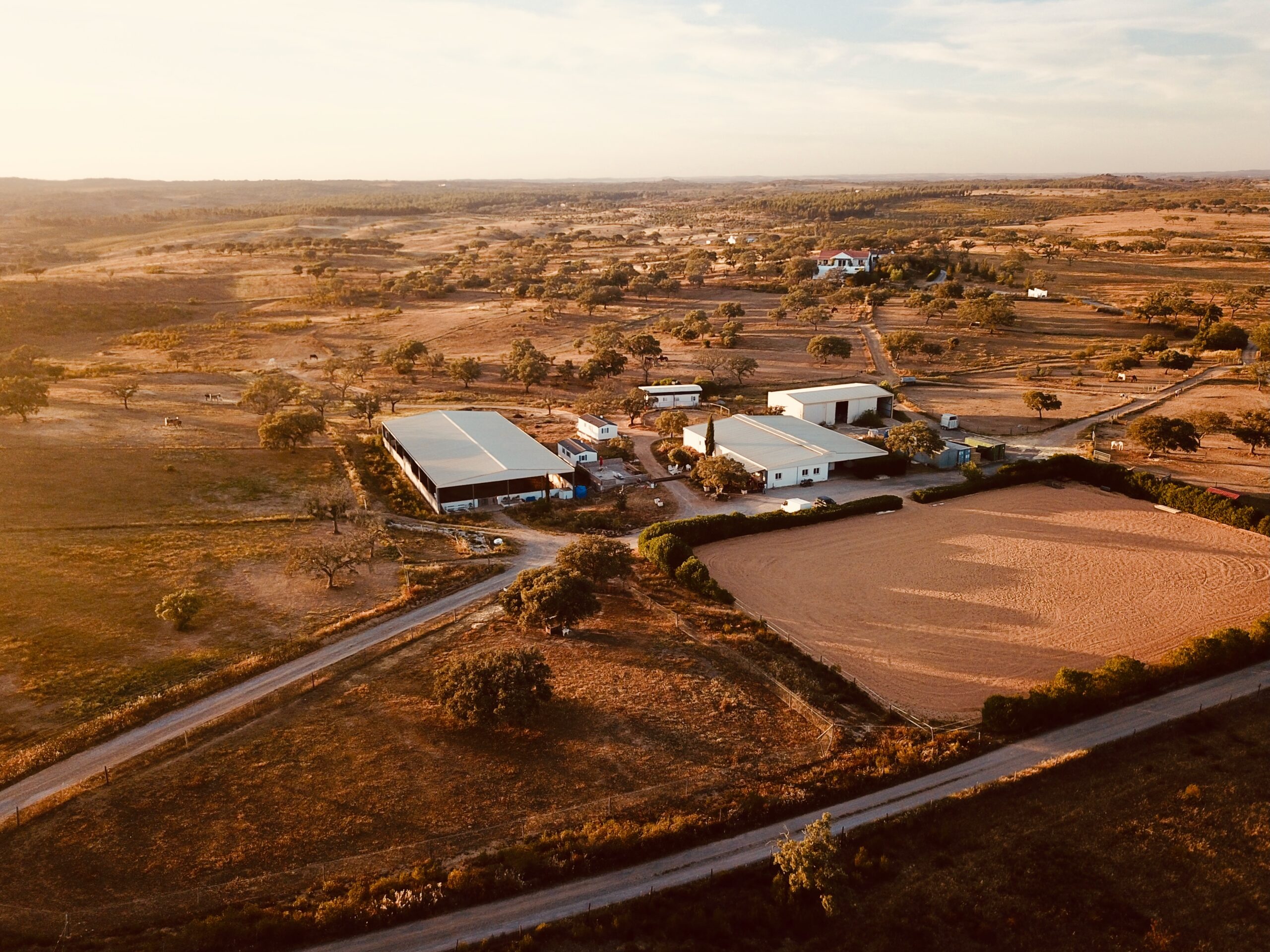 Aerial view of Equus Ourique Riding Centre from the side