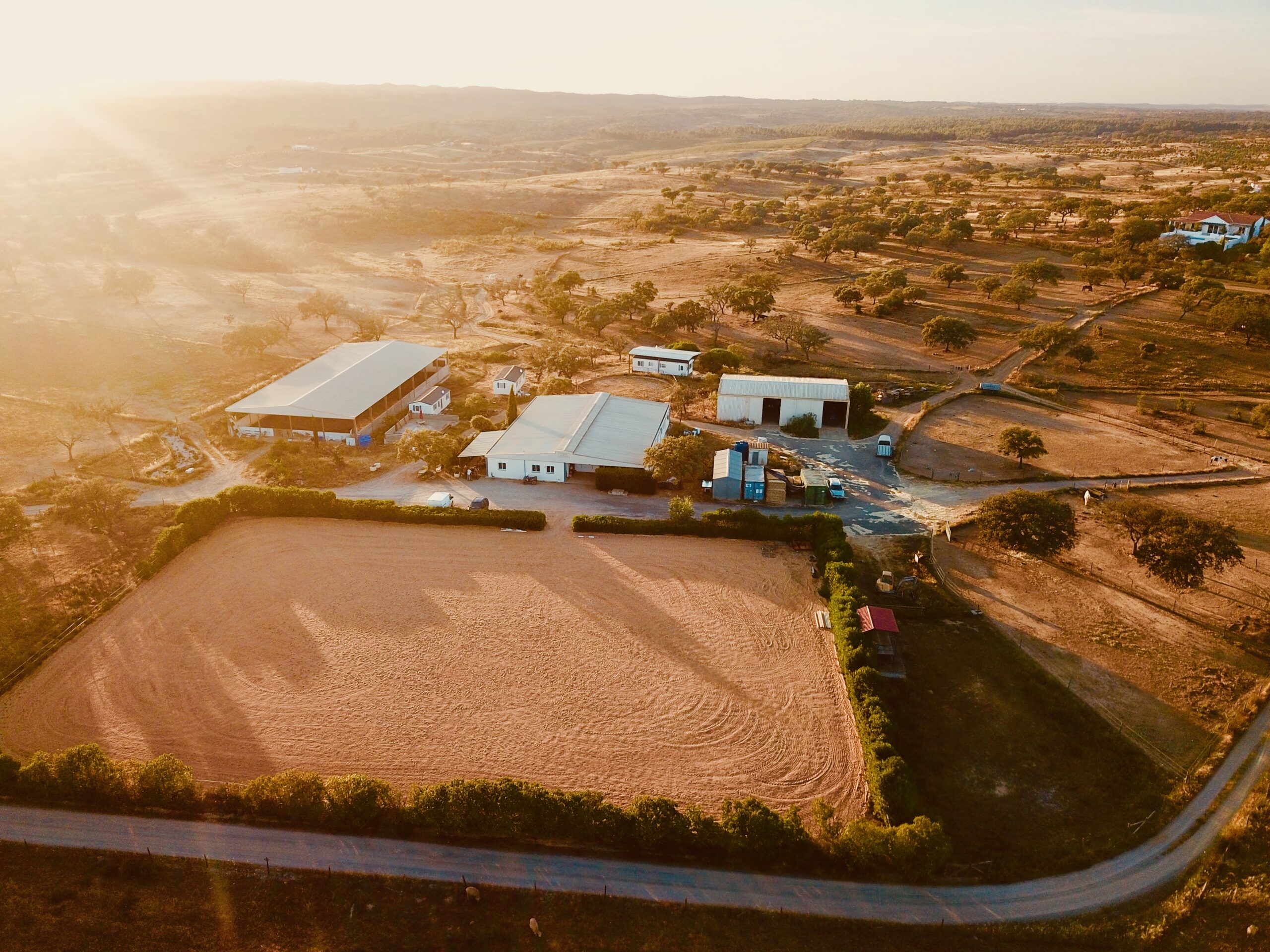 Bright central aerial view on all the facilities at Equus Ourique